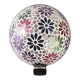 Alpine Corporation 10' Diameter Indoor/Outdoor Glass Mosaic Gazing Globe Yard Decoration, Colorful Daisy Design