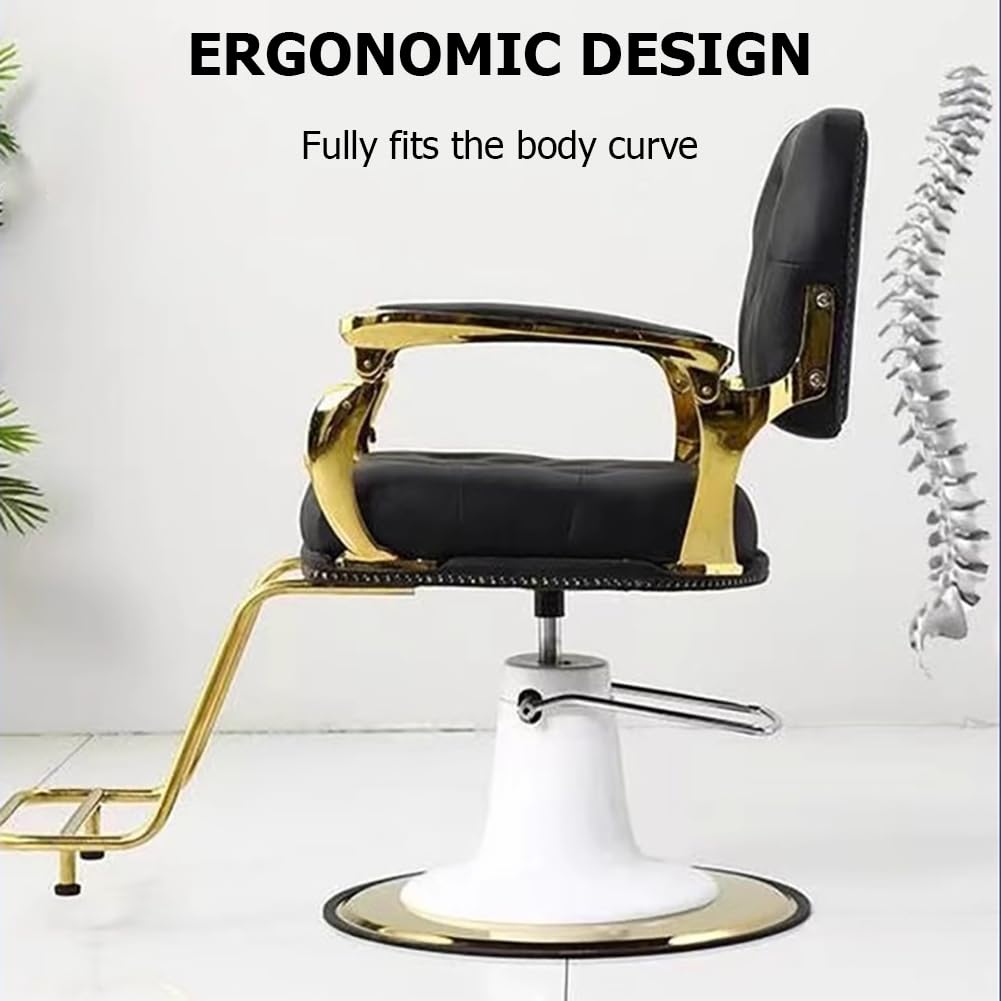 Fotel fryzjerski Vintage, wytrzymały, męski, z hydrauliczną regulacją, okrągła podstawa, obrotowy o 360 stopni i ergonomicznej konstrukcji, wyposażenie salonu kosmetycznego,Black