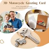 HORREX Kartka urodzinowa 3D na motocykl, klasyczna kartka urodzinowa z breloczkiem do kluczy, koperta na rower, zabawne kartki urodzinowe dla mężczyzn dla motocyklistów i motocyklistów na urodziny