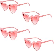 Epokus Herz Sonnenbrille,Vintage Herzform Brille, 4 Stück Herzförmige Party-Sonnenbrille,80er 90er Mode Hippie Brill für Urlaub, Party, Hochzeit, Karneval,Fotoshooting
