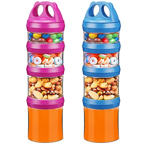 Image of BeneLabel Stackable Food Storage Containers with Twist Lock System - BPA-Free Tritan Containers for Travel, Formula, Protein Powder, Snacks - Leakproof & Dishwasher Safe (Red and Blue, 31oz per)