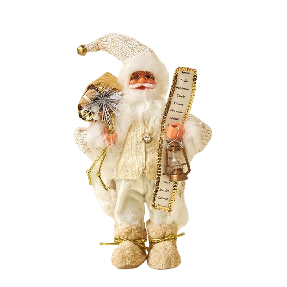 Katutude Statuina di Babbo Natale statuina di Babbo Natale in Piedi da 30 cm con Borsa Regalo Statua di Babbo Natale Decorazioni Tradizionali per la tavola di Natale Regalo di Natale per Bambini