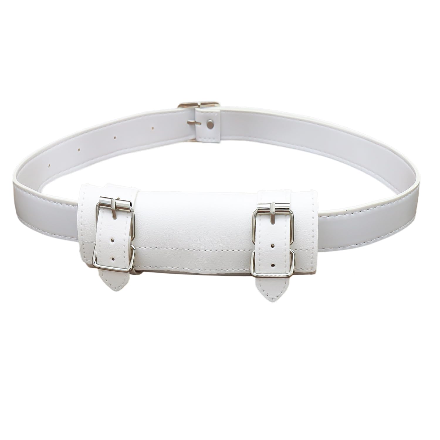 JNAWA White Leather Belt Warrior Cosplay Sword Holder Belt，Adjustable Leather Sheath Scabbard Belt for Reenactments,Anime Cosplay and Samurai Enthusiasts