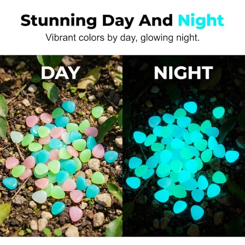 Image of 1000pcs Colorful Glow in the Dark Rocks, 2026 New Glowing Pebbles for Garden Outdoor Night Fruity Solar Guide Pebbles, Magical Luminous Rocks Landscaping Gravel (Colorful-200pcs)
