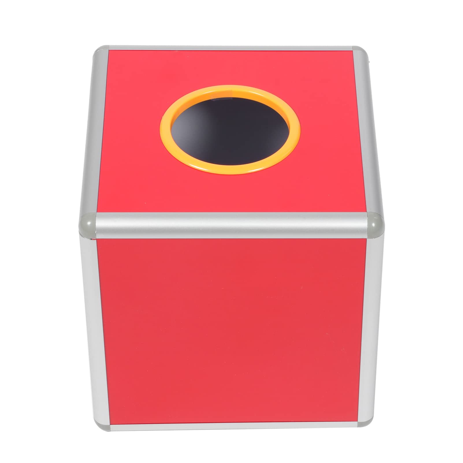 Yardwe Ballot Box for Suggestions Donations Raffles Metal Boxes Game Box for Tickets and More Red