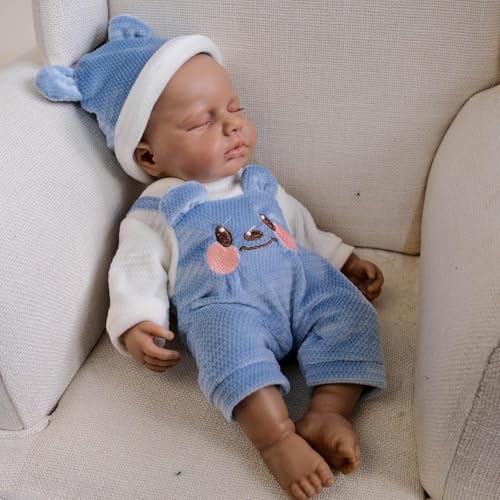 RXDOLL 30,5 cm Full Solid Silikon Mini Babypuppe Schwarz Junge Afroamerikanisch Realistische Reborn Babypuppen Silikon Ganzkörper Anatomisch Korrekte Micro Neugeborene Puppe – Bild 5