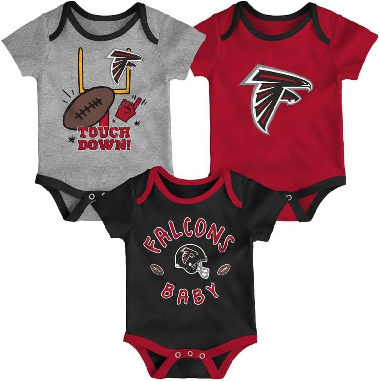 Outerstuff NFL Newborn Infants Champ 3 Piece Primary Logo Creeper Bodysuit Romper Set Atlanta Falcons 18 -24 Months