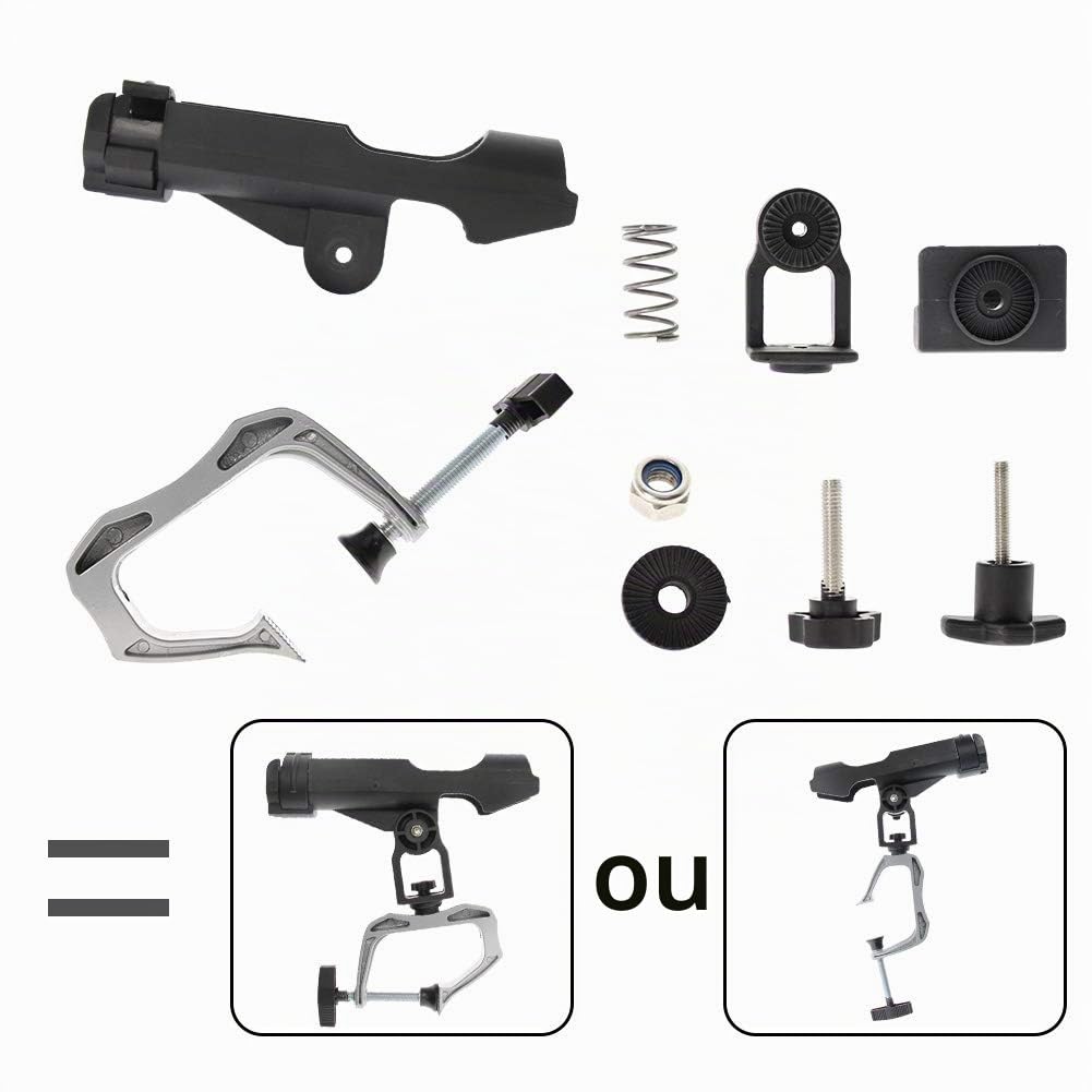 Croch - Lot de 2 supports de canne à pêche à 360 degrés réglables pour bateau ou kayak