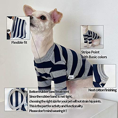 Lucky Petter Dog Cotton Shirts For Small And Large Dogs Rugby Striped T-Shirts Soft Breathable Dog Shirt Pet Clothes (Medium, Ivory/Blue) #TOP4