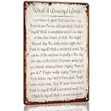 Metal Tin Sign What A Wonderful World Quote Wall Art Lyrics Poster Paintings Living Room Home Decor...