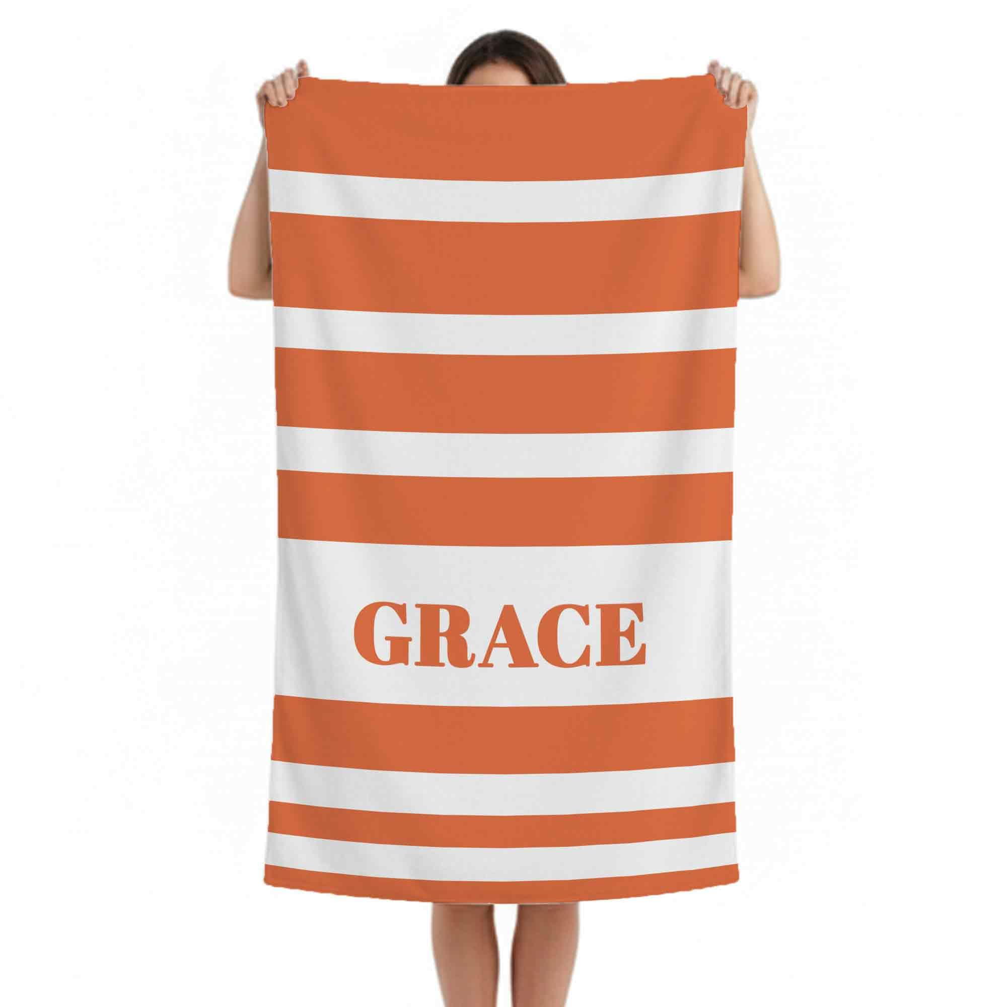 Print Maniacs Personalised Name Towel Microfibre Beach Towel Quick Dry Large Lightweight Travel Towel Striped Sand Free Holiday Pool Gym Spa Custom Towels Gift Idea