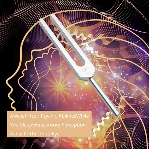 Image of 528 hz Chakra Tuning Fork Healing DNA Repair Brain Body Sound Forks Solfeggio Frequencies 528hz Diapason Medical with Silicone Hammer Cleaning Cloth
