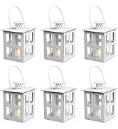 HPC Decor 6PCS Mini Lanterns Decorative for Wedding Centerpieces- Bulk Metal Candle Lanterns w/ L...
