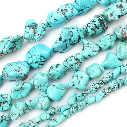 Image of 10-15mm Freeform Irregular Blue Turquoise Gemstone Beads for Jewelry Making