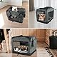 VOUNOT Hundebox faltbar, Transportbox Katze Hunde, Hundetasche, Oxford-Gewebe, Netzstoff, Atmungsaktiv, Transportabel, Metallrahmen, mit Griffen, Taschen, 60x44x44cm M, Grau