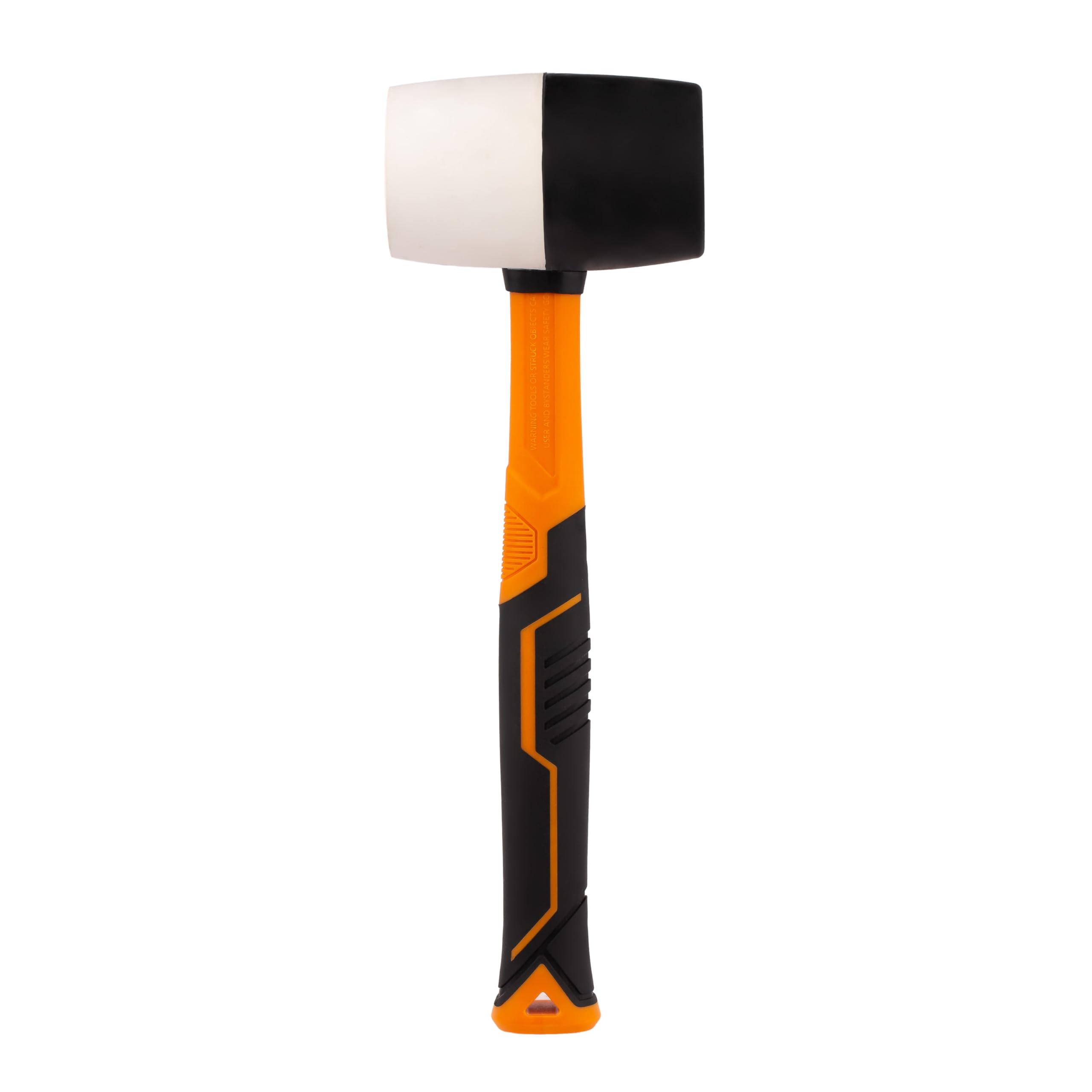 MIVOS Martillo de goma de 680 g, diámetro de 65 mm, color blanco y negro, martillo con mango de fibra de vidrio antideslizante, martillo de montaje de doble cabeza