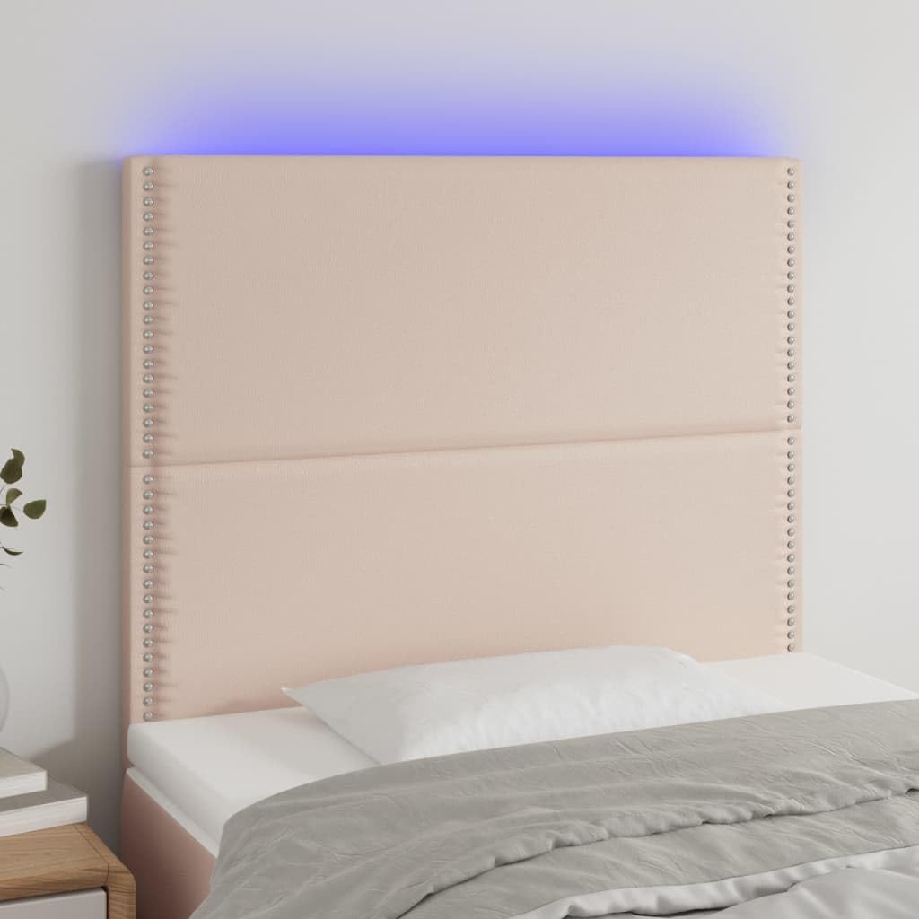 ShGaxin Cabecero con Luces LED Cuero sintético Capuchino 90x5x118/128cm, Cabeceros Cama, Cabeceros Moderno, Cabezales Cama, Muebles Habitacion, Cama Cabeza, Mueble Cabecero - 3122367