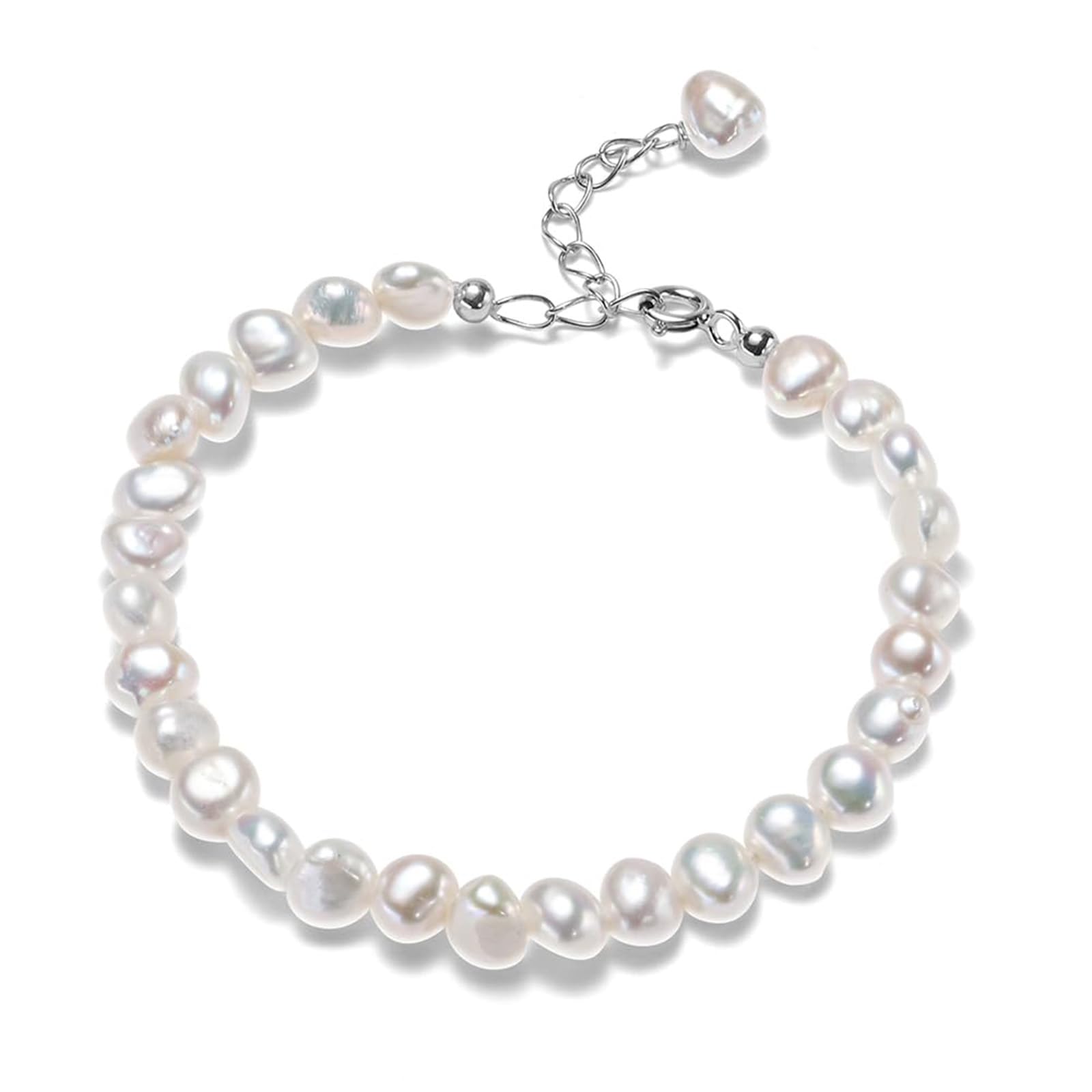 Natural Pearl Bracelets for Women 925 Sterling Silver Bracelets for Women Handmade Jewelry for Women Wife Girls Mom AAA 5-6mm Quality Real Freshwater Pearl
