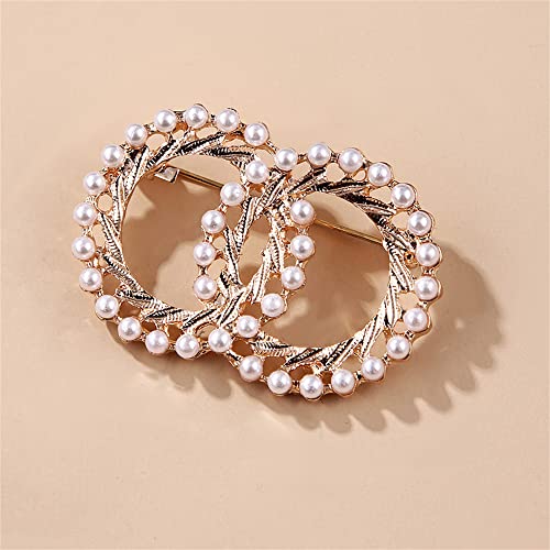 Round Brooch Pin with Pearl for Women Girls Faux Pearl Lapel Pin Wedding Party Bridal Jewelry Vintage Simulated Pearl Flower Brooch Pin3