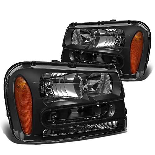 DNA MOTORING HL-OH-TRA02-BK-AM Black Housing Amber Corner Headlights Compatible with 02-09 Trailblazer