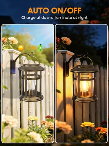 Image of Solar Lantern Outdoor Waterproof, 4 Pack Bright Hanging Solar Lights for Outside Decorative, Upgraded Solar Powered Lanterns LED Lighting for Garden Patio Porch Decor Gifts (Antique Copper)