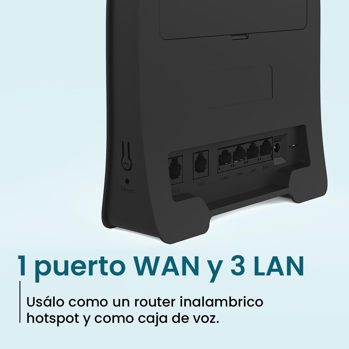 Router ADOC R45, 4G Cat 4, Velocidad de WiFi Superior a 300mbps, Compatible con FDD/TDD-LTE, UMTS, Edge/GPRS/gsm, Soporta Volte, 4 Puertos Ethernet LAN/WAN y 2 Puertos RJ11.