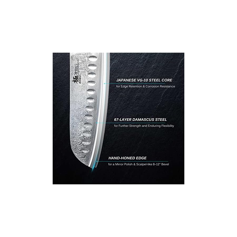 KYOKU-Santoku-Knife-7-Shogun-Series-Japanese-VG10-Steel-Core-Forged-Damascus-Blade-with-Sheath-Case KYOKU Santoku Knife - 7" - Shogun Series - Japanese VG10 Steel Core Forged Damascus Blade - with Sheath & Case