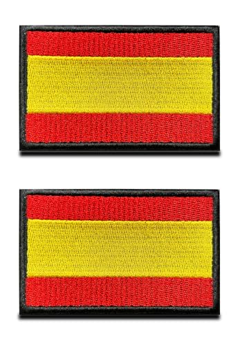 2 parches de banderas de España, emblema nacional español táctico, parche bordado Bordado de Aplicación para gancho y lazo para ropa táctica, mochila, gorra de béisbol, chaleco uniforme