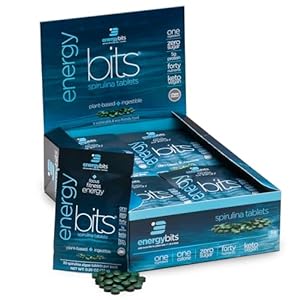 ENERGYBITS – Organic Spirulina Tablets – Plant-Based Algae Superfood – for Focus, Fitness, Energy – Plant Protein – Gluten Free – Collagen, Vitamin B12, Omega 3 – Keto & Vegan – 900 Algae Tablets