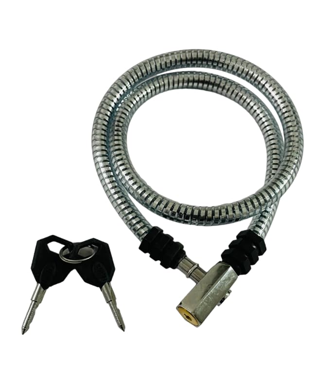 cycle lock for bicycle keys lock multipurpose cable lock long length (silver)