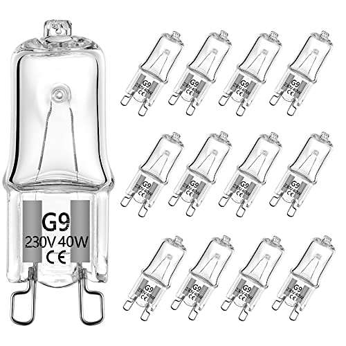 VINBE Bombilla halógena G9 T4 40W JCD Bi-Pin 480LM 230V Regulable 2700K Blanco cálido para candelabros, luces de gabinete, luces de paisaje, luces de pared (paquete de 12) Cover