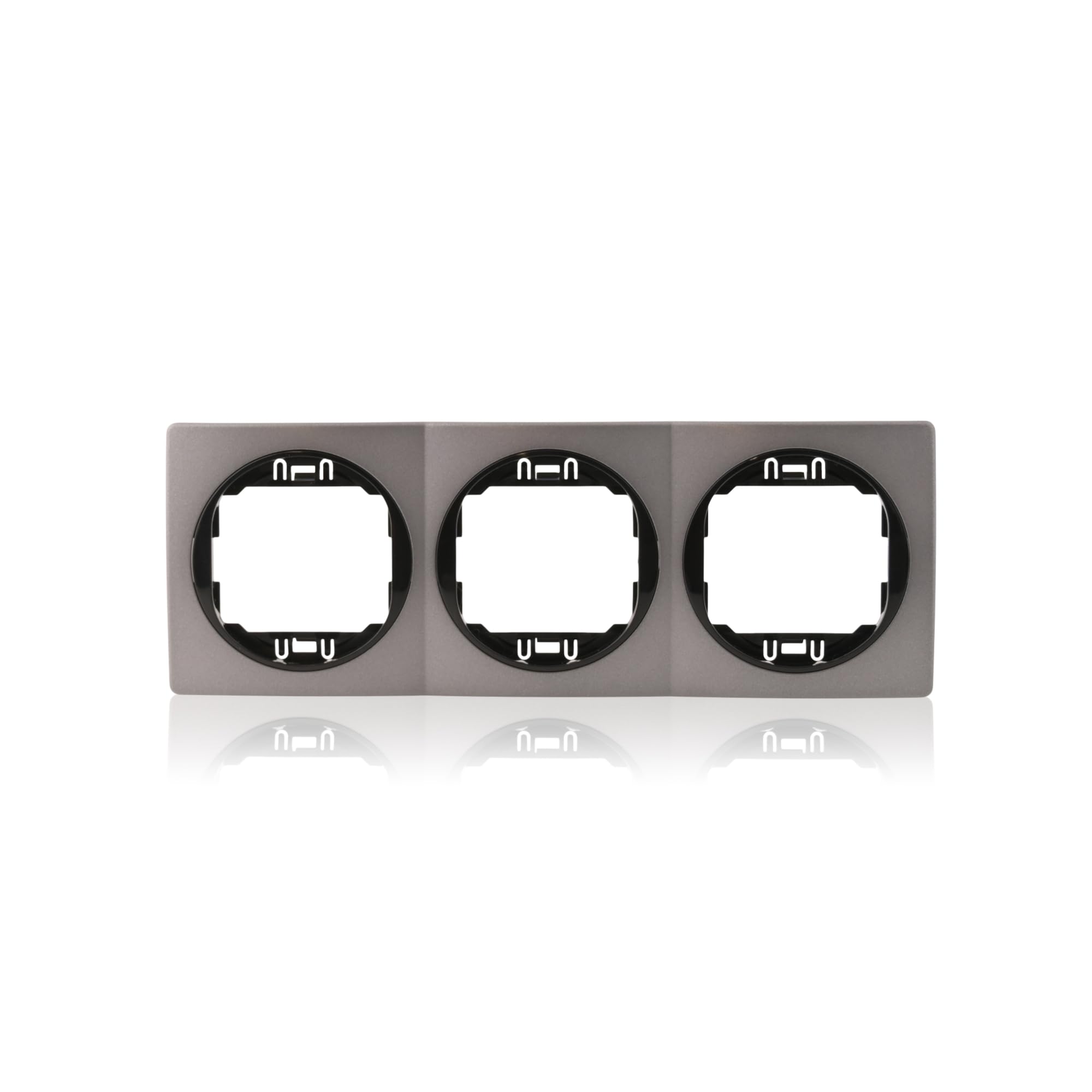 3x Datenbuchse Set Schwarz 2xRJ45 Cat 6 FTP Ø 60mm & 3er Rahmen Anthrazit/Schwarz 80x222mm horizontal