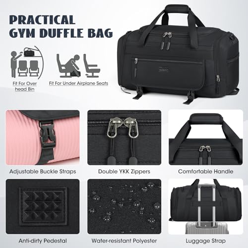 Image of IGOLUMON Gym Bag for Men 55L Sports Duffel Bags Gym Duffle Bag Women with Shoe Compartment & Wet Pocket Water Resistant Travel Duffel Bag Lightweight Weekender Overnight Bag Black