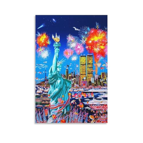 ヒロ・ヤマガタ 画家 自由の女神 風景 ポスター ホーム装飾 パネル 壁アート 現代壁掛け 絵画 版画 芸術作品 インテリア16x24inch(40x60cm)
