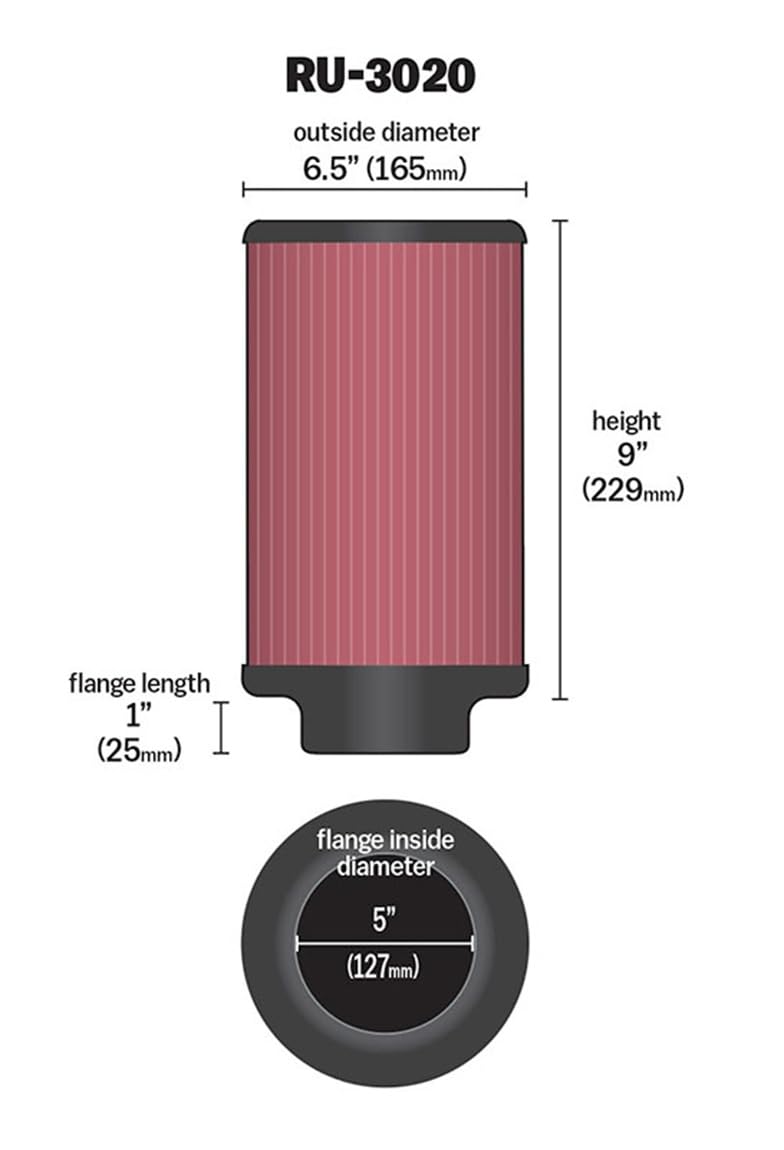 K&N RU-3020 Filtro di gomma universale Auto e Moto