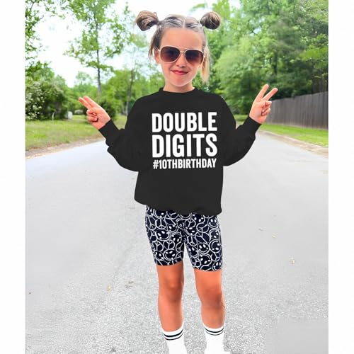 10th Birthday Outfits Boy Girl Double Digits Sweatshirt Ten Years Old Pullover Tops Long Sleeve Shirts Fall Clothes3