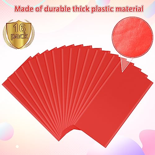 Image of 16 Pack Red Plastic Tablecloth for Rectangle Tables, Premium Decorative Red Disposable Table Cloths for Parties, Rectangle Party Table Cover for Birthday, Wedding, Christmas, Anniversary, 54 x 108Inch