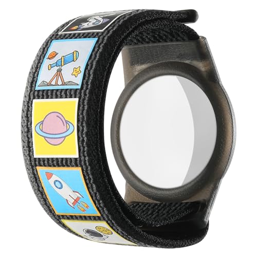 Nylon para Airtag Pulsera Niños Nuevo Soporte Impermeable Pulsera Niños Nylon + TPU Caso Reloj Banda Protección Anti-arañazos para el Seguimiento de posicionamiento Pulsera (Space)