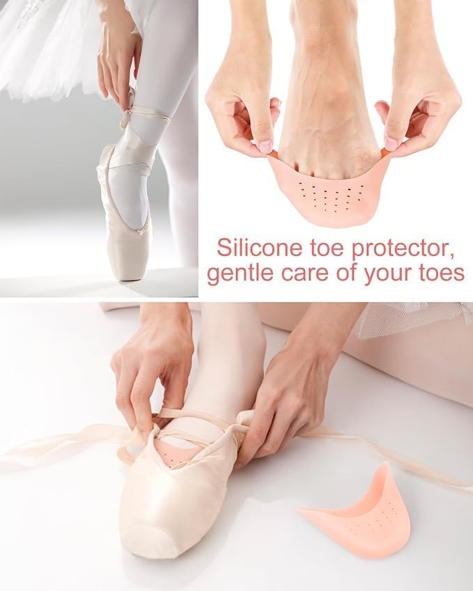 GNOLY Silicone Foot Fingers Toe Protector Socks Pads - Finger Protector Point Toe Cap Cover Soft Pads For Pedicure Cracked Repair 2