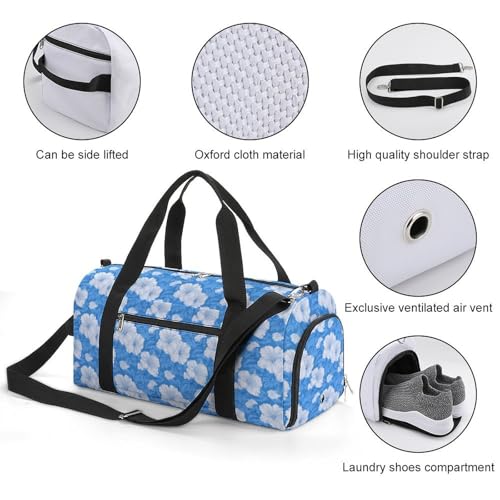 Cute Hibiscus Flower Print Gym Bag Travel Duffle Bags Carry On Tote Weekender Bag Suitable for Men Women3