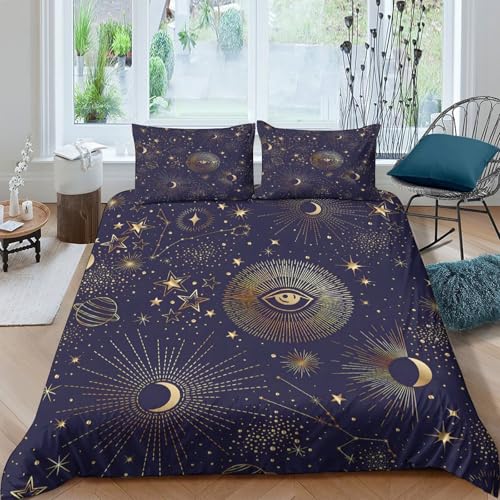 Parure de lit étoiles cosmiques en microfibre de qualité supérieure avec impression 3D durable - 4