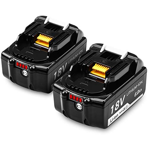 2Packs BL1860B 18V 6.0Ah Replacement Lithium-ion Battery Compatible with Makita 18 Volt Battery with LED Indicator Makita BL1860 BL1850B BL1840B BL1830B BL1815B LXT-400 LXT Cordless Power Tools