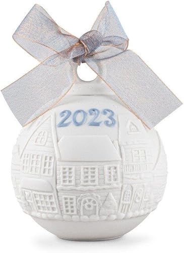 Miniatura 3 de LLADRÓ Paquete especial de Campana y Bola de Navidad Año 2023. Adorno decorativo azul. Bolas y campanas de Navidad de porcelana