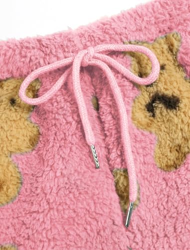 Image of ZAFUL Women's Fuzzy Plush Pajama Pants Wide Leg Pj Bottoms Lounge Pants