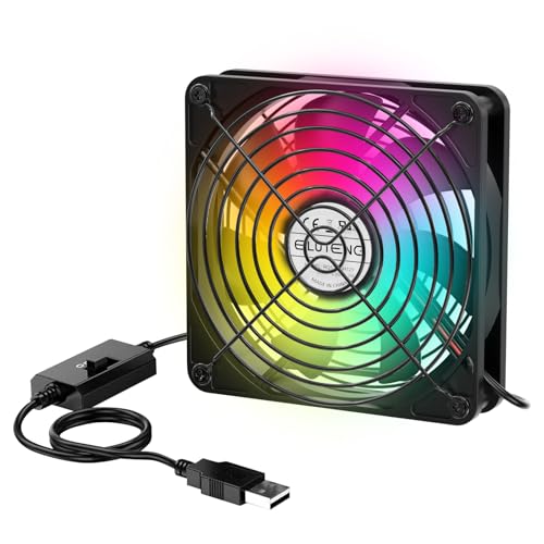 ELUTENG Ventilador USB 120mm con Luz RGB, Ventilador PC 5V con 3 Velocidades Ajustables Ventiladores de Refrigeración Electrónico para Ordenador Portátil/Caja de TV/PS5/PS4/Gabinete AV/Router
