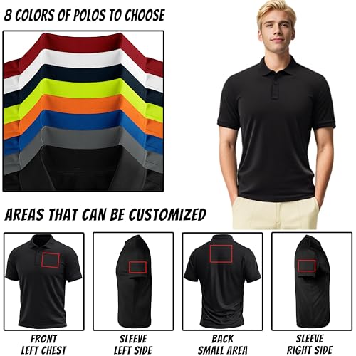 Camisetas Polo Personalizables para Hombres, Diseña tu Propio Logotipo, Imagen o Texto miniatura 5