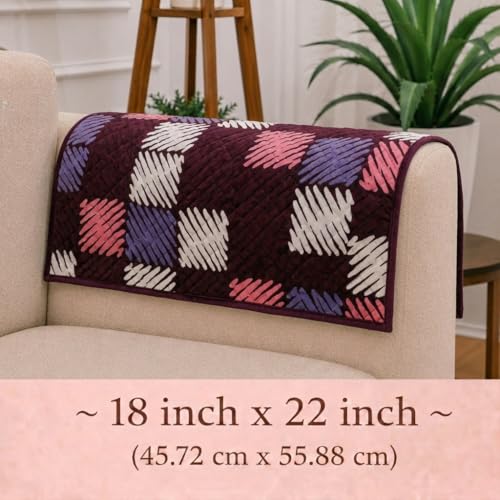 Image of STITCHNEST 'Frostvine Collection' Sofa Armrest Cover | Cotton Quilted Fabric, Washable & Durable for Modern Living (18 x 22 Inches)