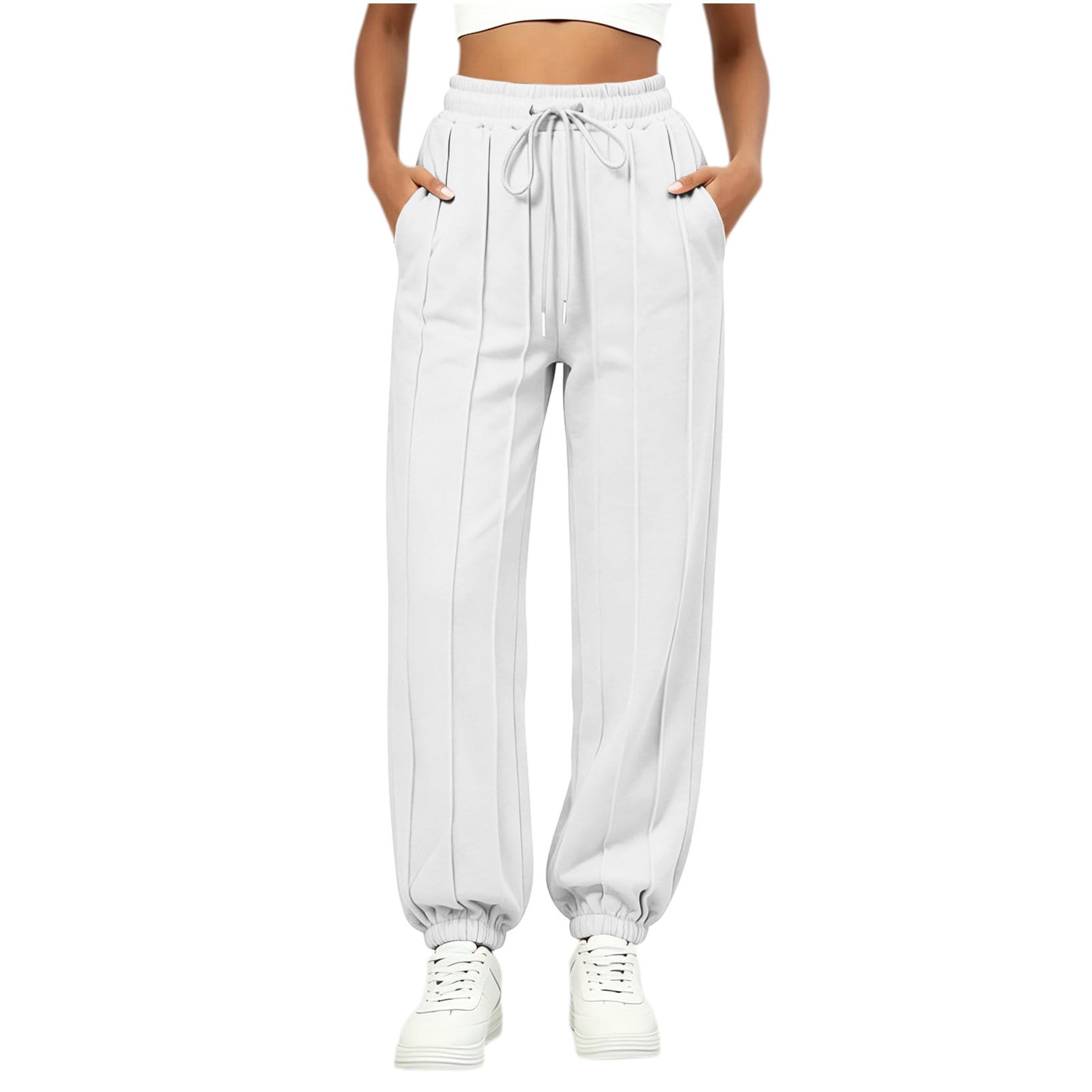 Pantaloni da Jogging Donna Pantaloni da Corsa con Elastico in Vita Pantalone Tuta Donna con Tasche e Coulisse Comodi Causal Pants Sportivi a Gamba Larga Pantalone Baggy per Allenamento e Fitness
