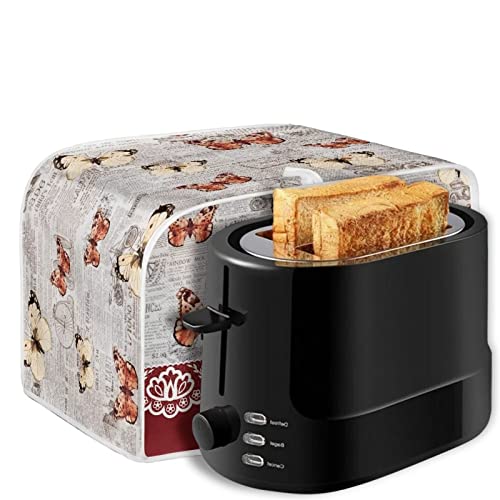 Image of Talayituse Butterfly Flower Print 4 Slice Toaster Covers Dust Protection Bread Maker Covers Toaster Oven Cloth Cover Kitchen Accessories Washable Appliance Cover