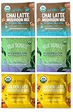 Four Sigmatic Mushroom Latte Mix Sampler – Golden Mushroom Latte, Chai Mushroom Latte, Mushroom...